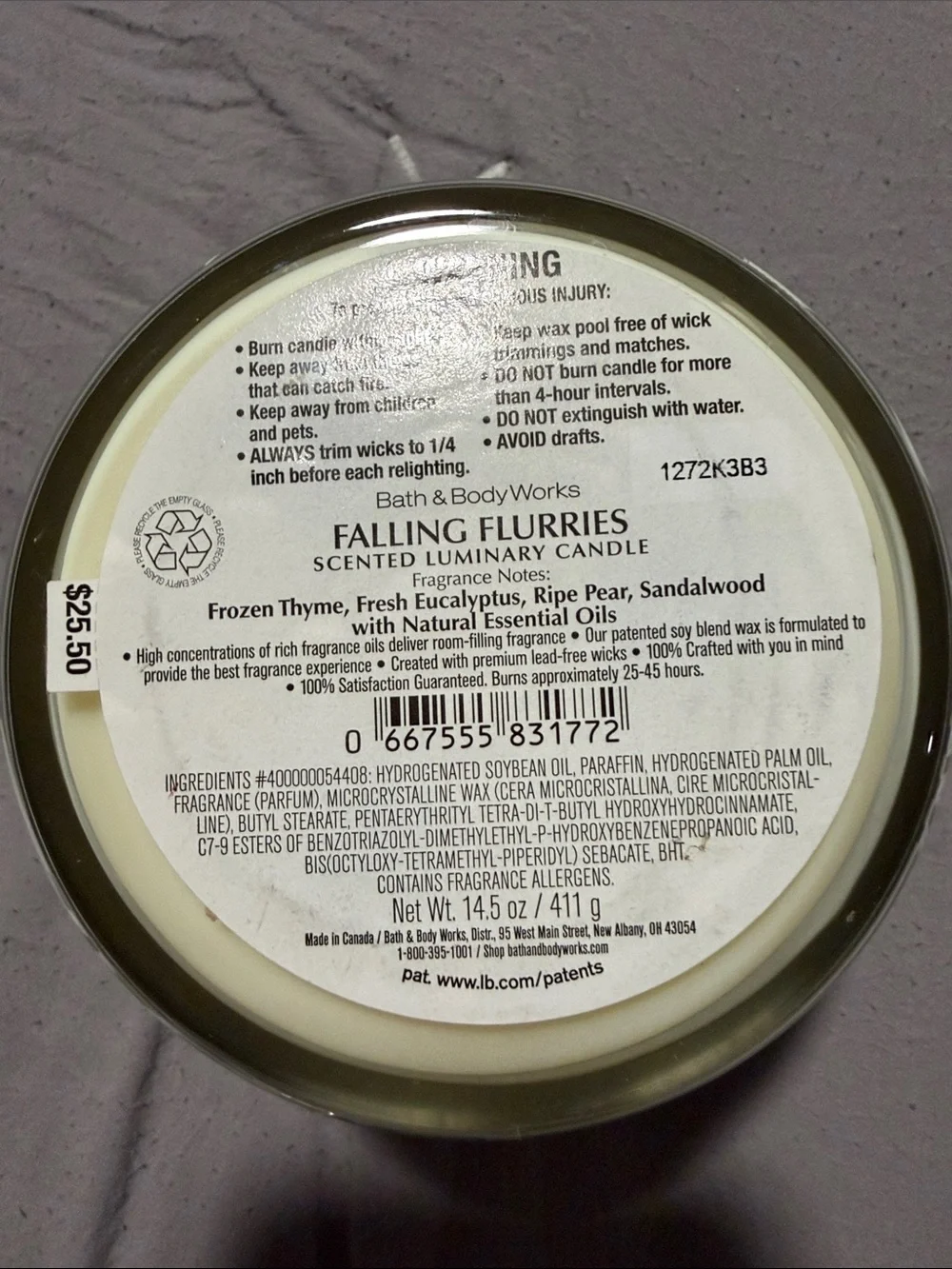 Bath & Body Works Falling Flurries Scented Candle - Silver